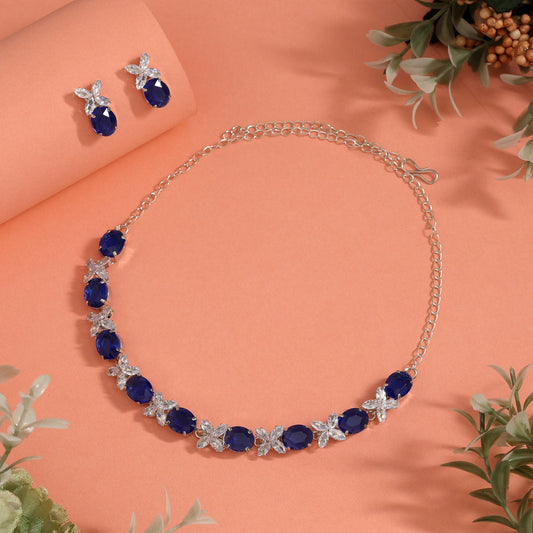 Blue Color Stone Necklace Set (STN240BLU)