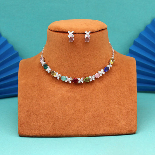 Multi Color Stone Necklace Set (STN240MLT)