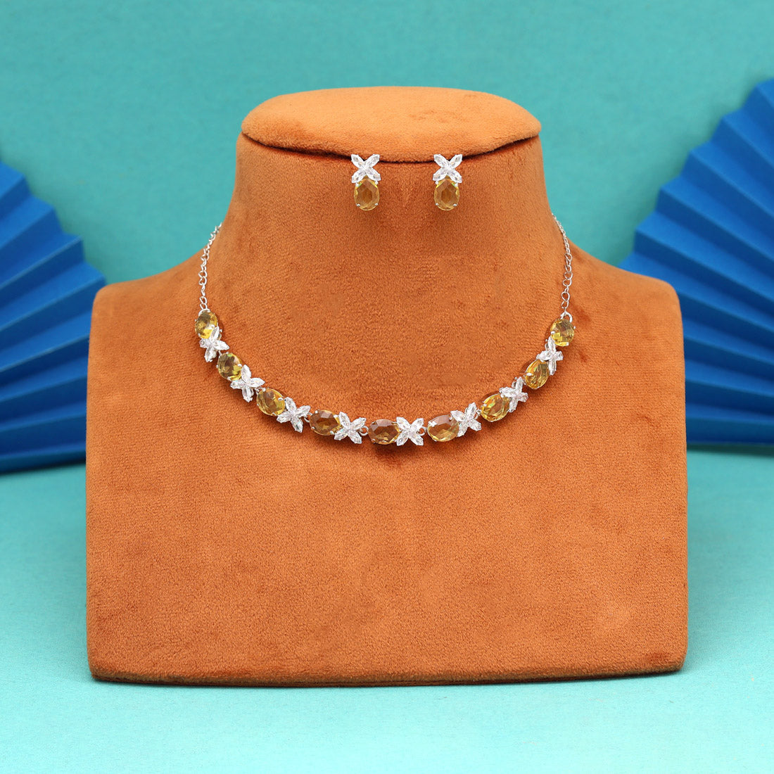 Yellow Color Stone Necklace Set (STN240YLW)