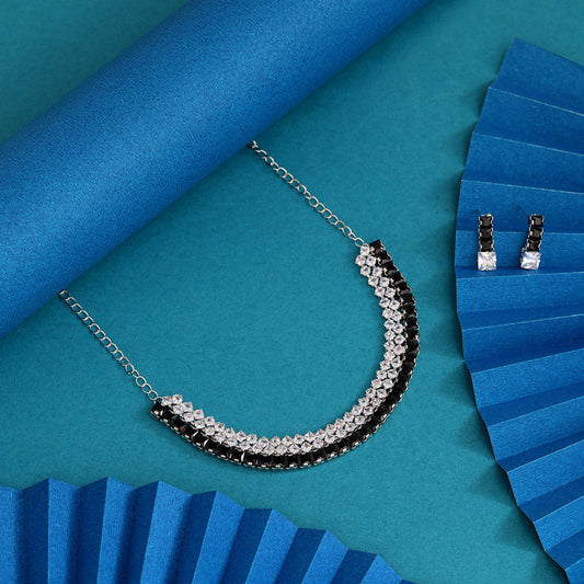 Black Color Stone Necklace Set (STN241BLK)