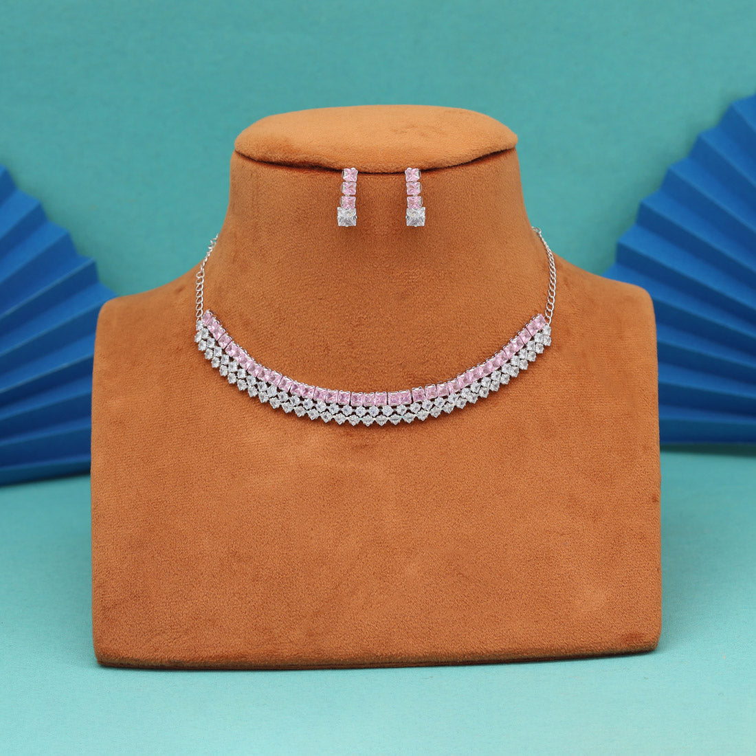 Light Pink Color Stone Necklace Set (STN241LPNK)