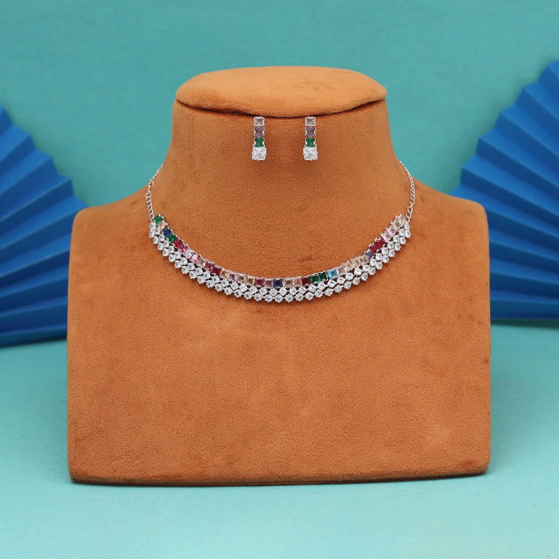 Multi Color Stone Necklace Set (STN241MLT)