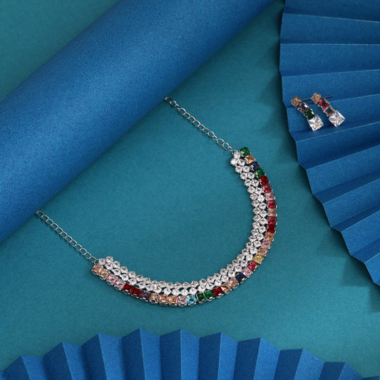 Multi Color Stone Necklace Set (STN241MLT)