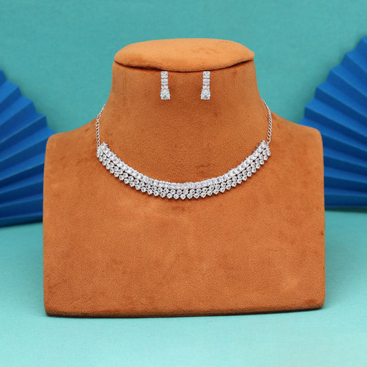 White Color Stone Necklace Set (STN241WHT)