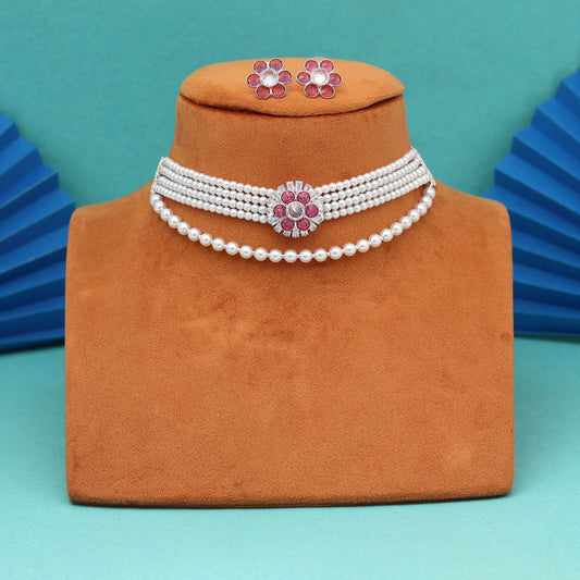 Rani Color Choker Stone Necklace Set (STN244RNI)