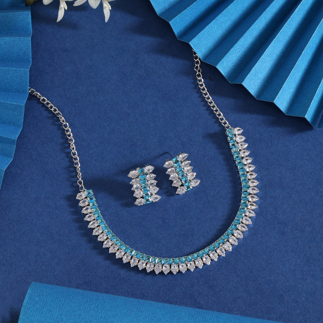 Firozi Color Stone Necklace Set