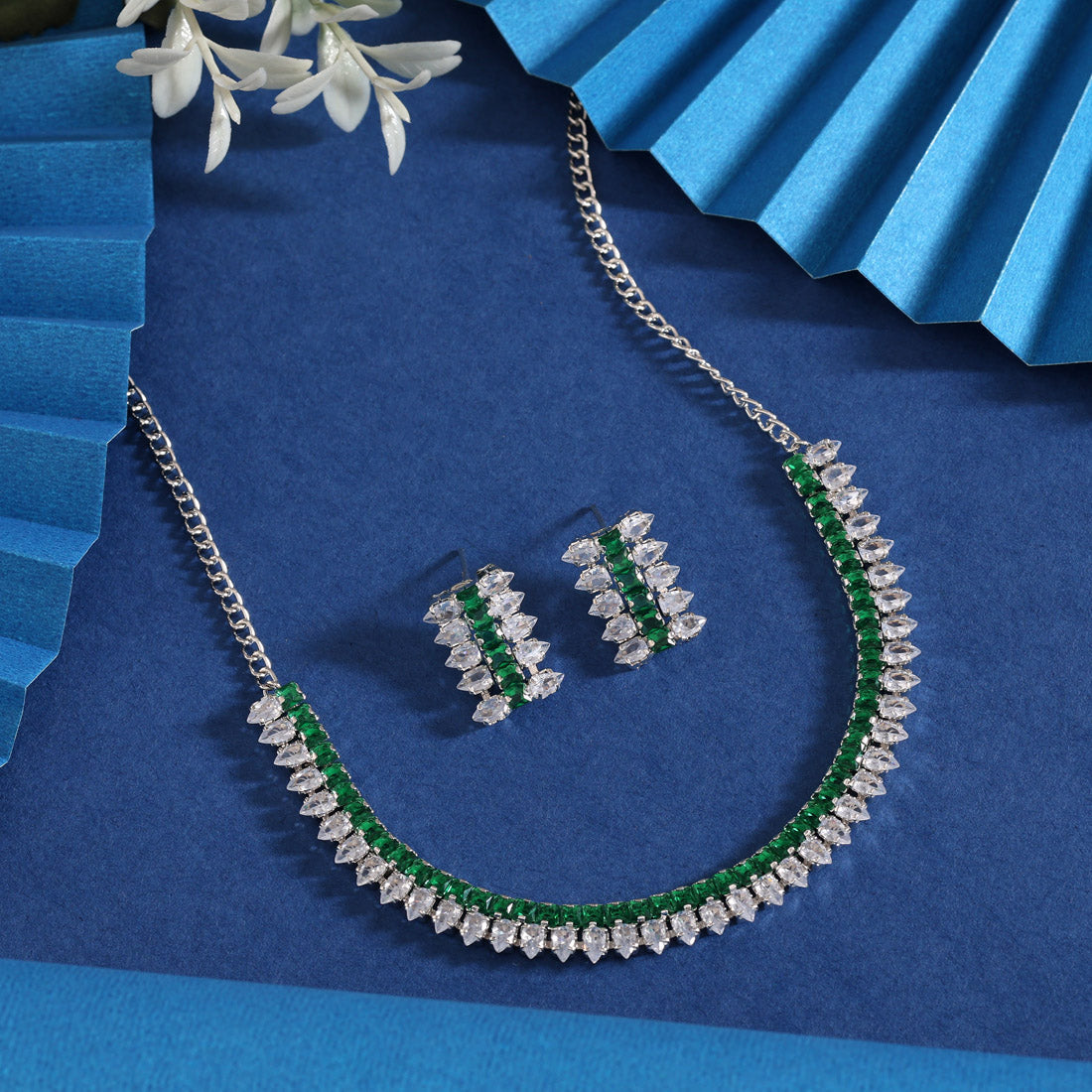 Green Color Stone Necklace Set