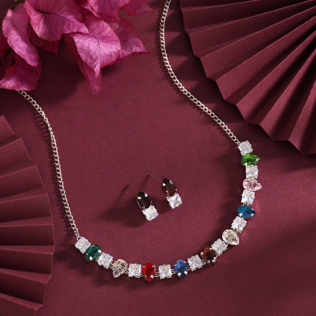 Multi Color Stone Necklace Set