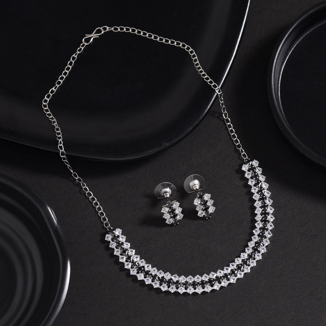 Black Color Stone Necklace Set