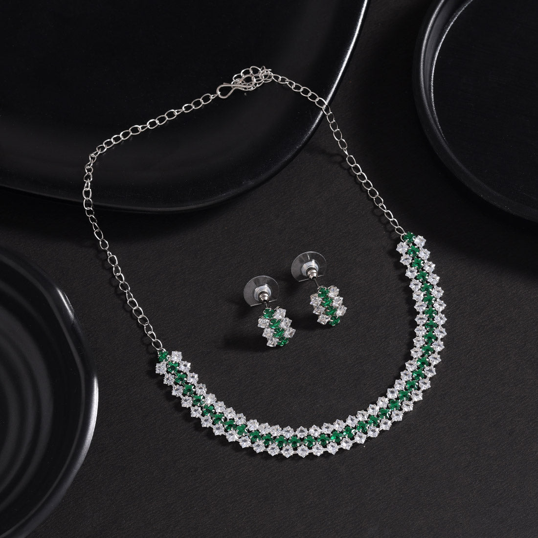 Green Color Stone Necklace Set
