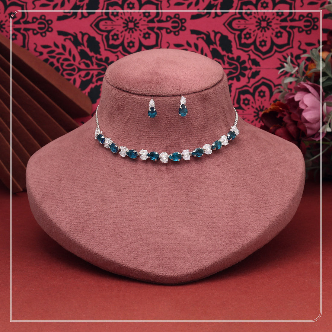 Blue Color Stone Necklace Set