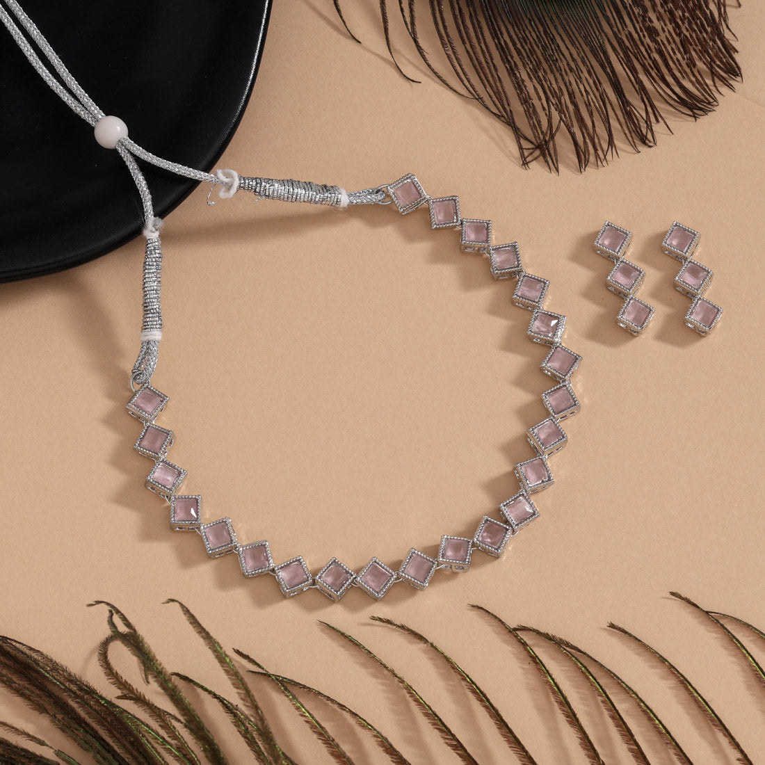 Light Pink Color Stone Necklace Set
