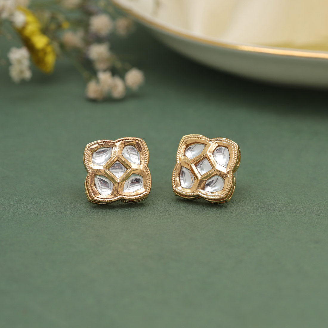 White Color Stud Earrings (STUD211WHT)