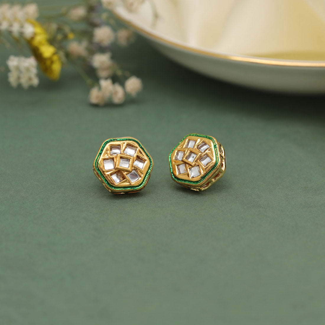 White Color Stud Earrings (STUD214WHT)