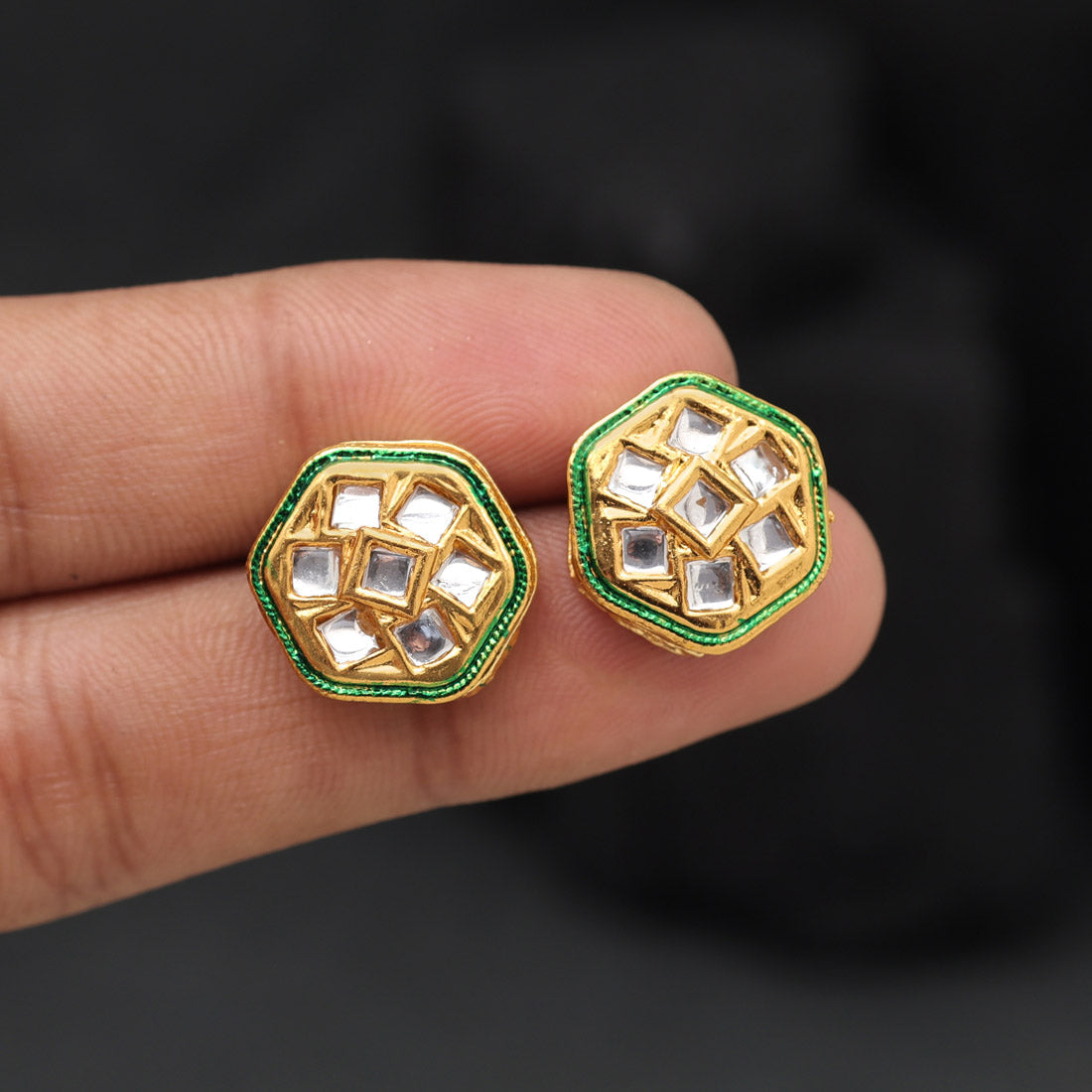 White Color Stud Earrings (STUD214WHT)