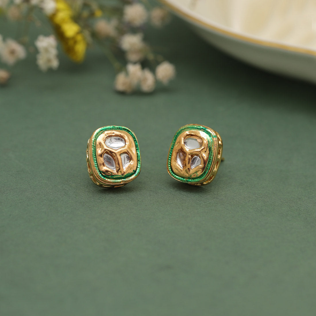 White Color Stud Earrings (STUD218WHT)