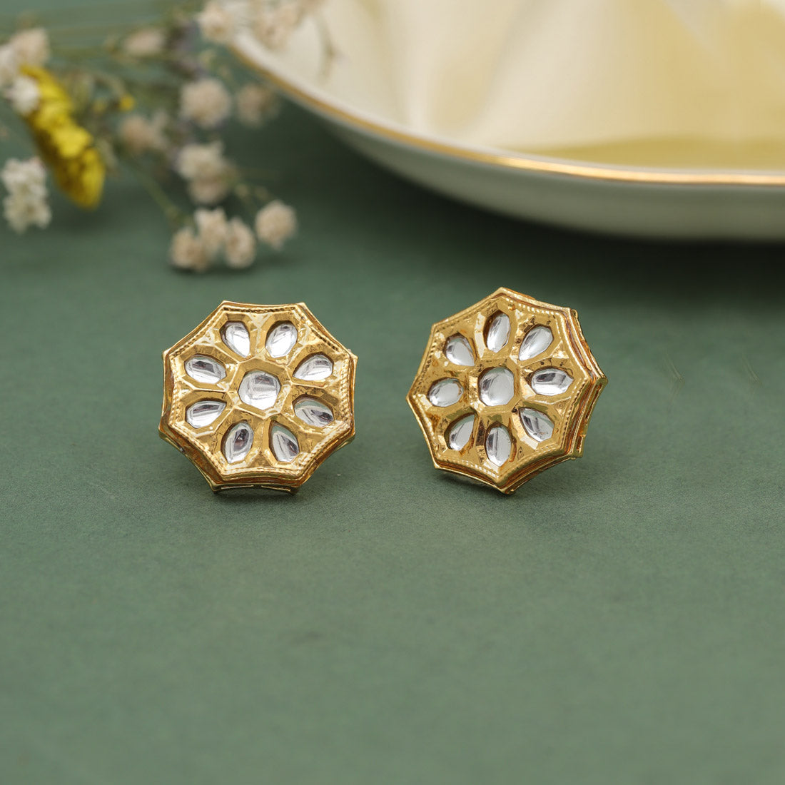 White Color Stud Earrings (STUD221WHT)