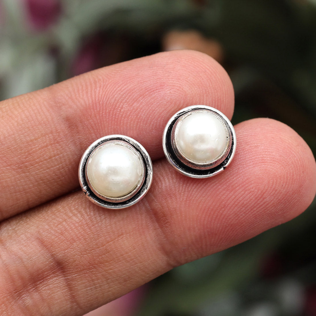 White Color Oxidised Stud Earrings Combo Of 12 Pairs (STUD225CMB)