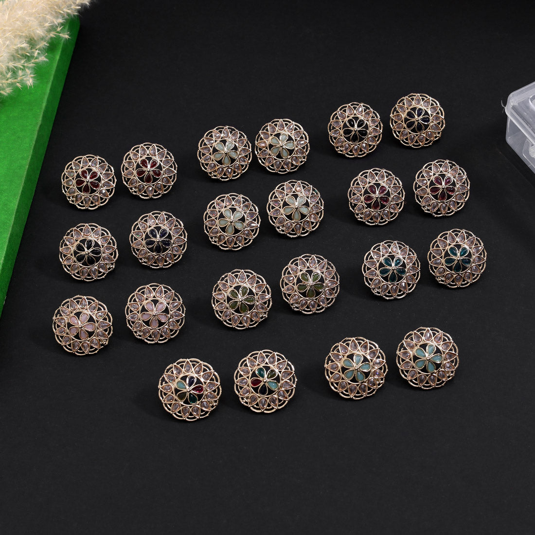 Elegant Assorted Color Tops Earrings – 11 Pair Combo