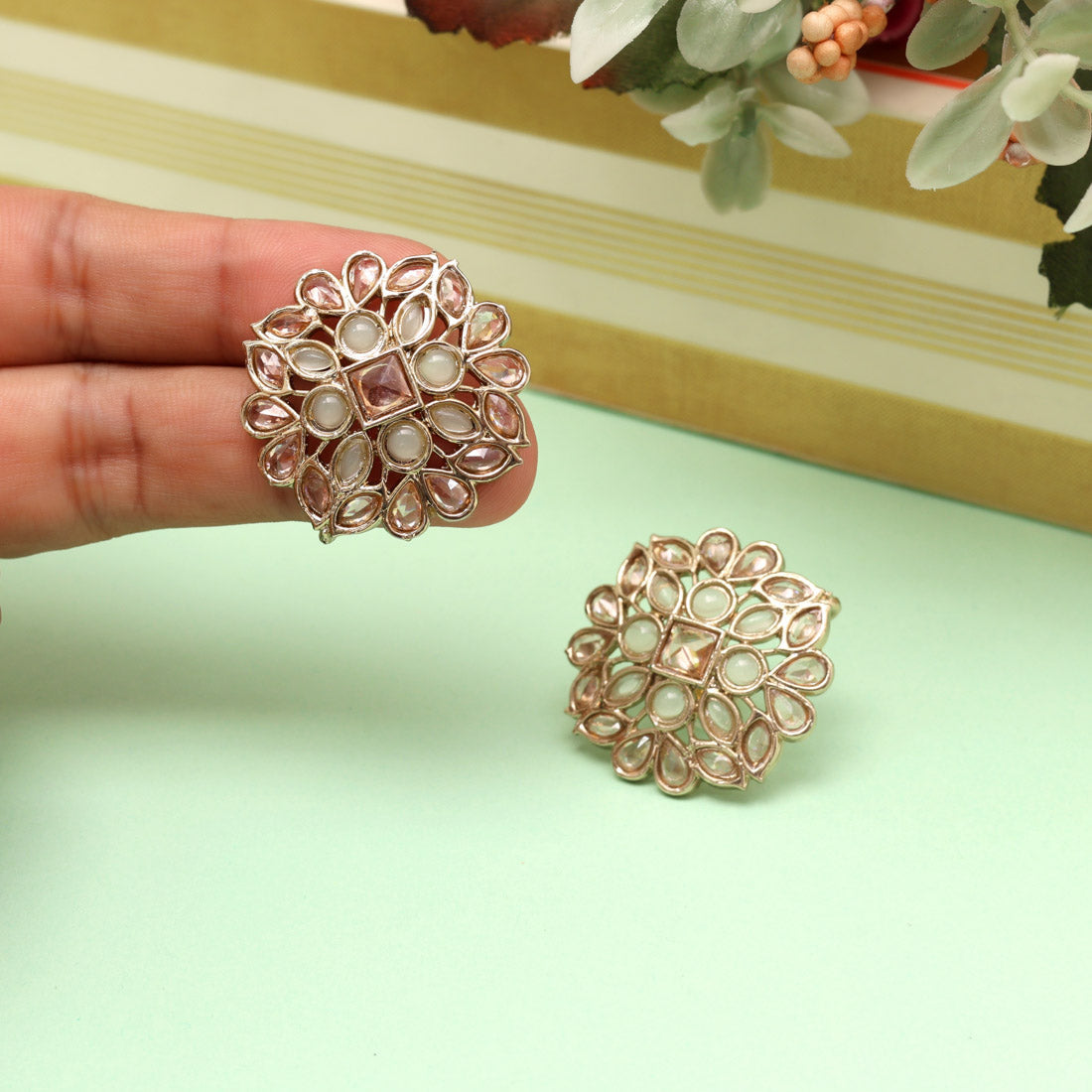 Minty Pista Green Color Tops Stud Earrings