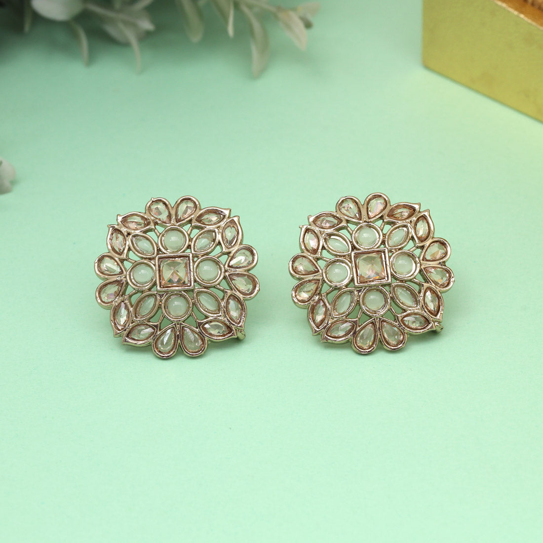 Minty Pista Green Color Tops Stud Earrings