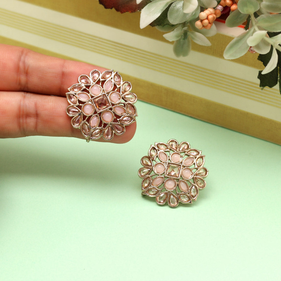 Charming Pink Color Tops Stud Earrings