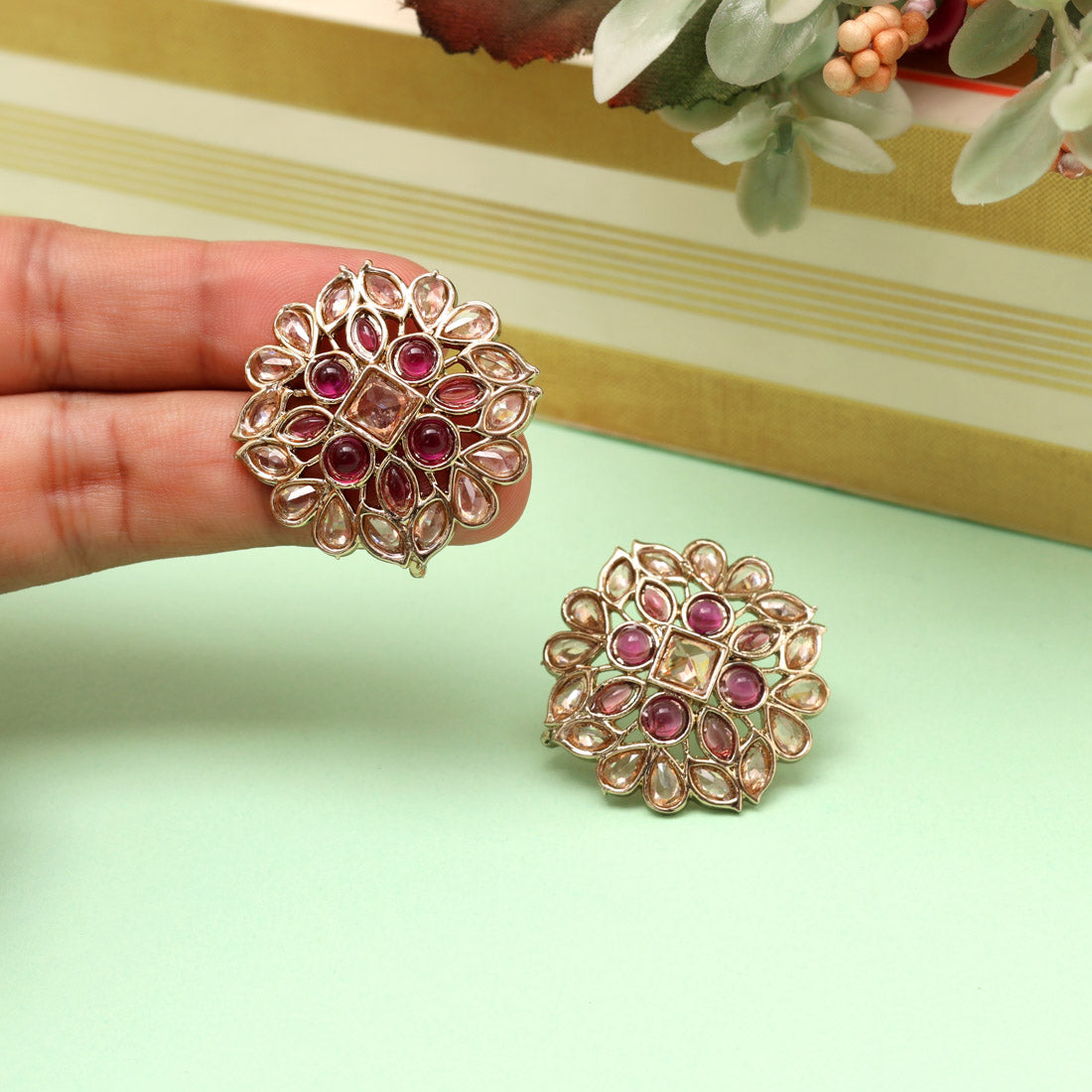 Regal Purple Color Tops Stud Earrings