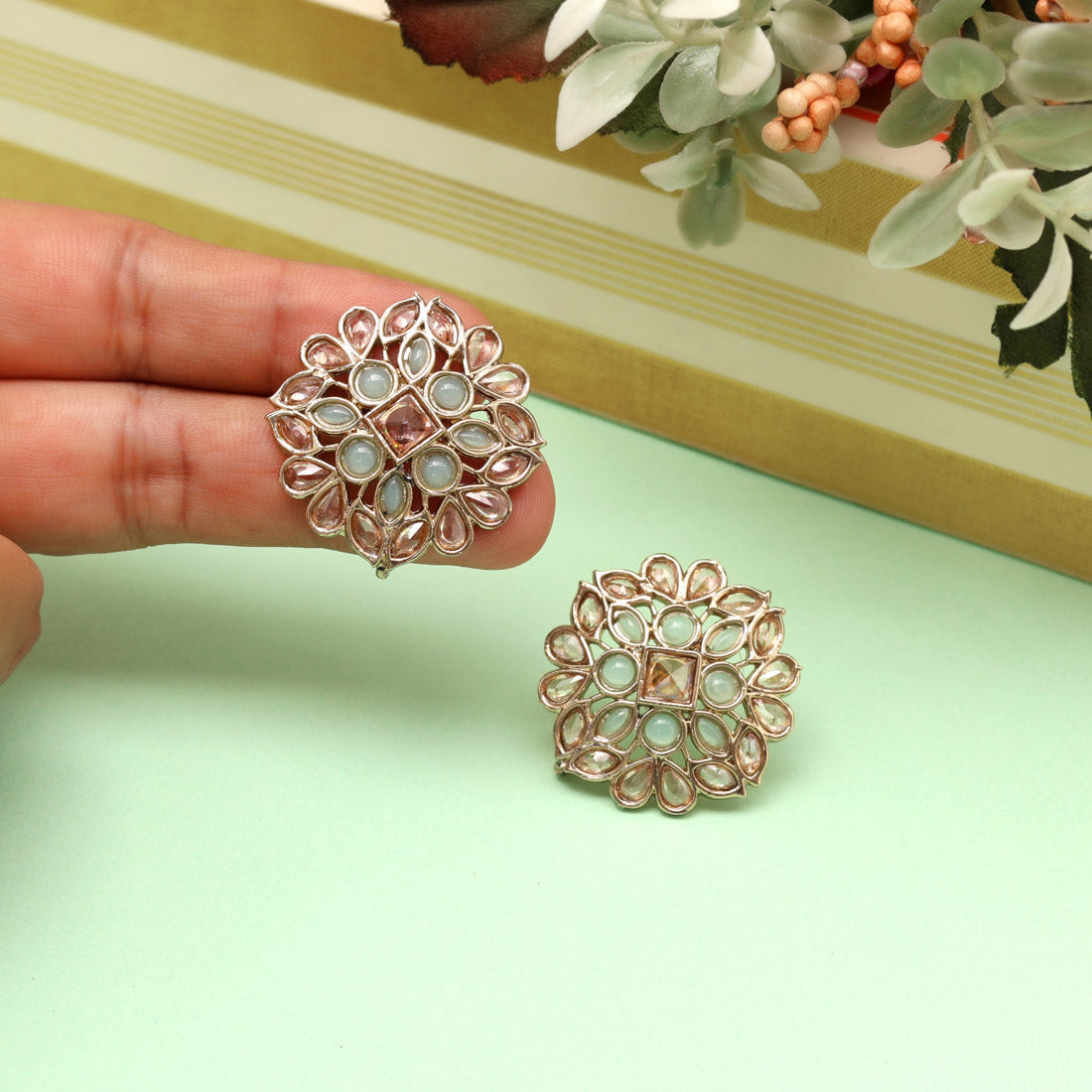 Breezy Sky Blue Color Tops Stud Earrings