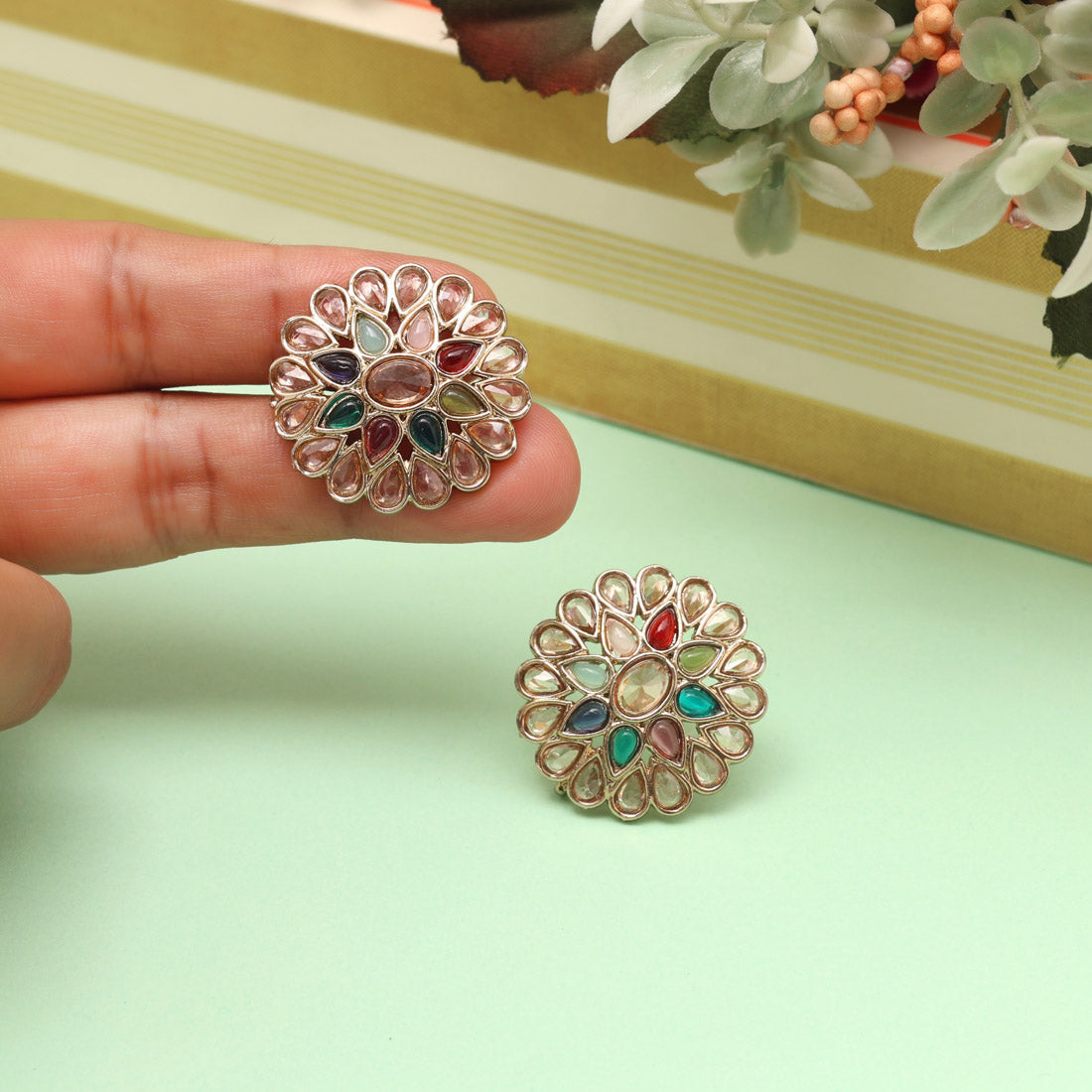 Dazzling Multi Color Tops Stud Earrings