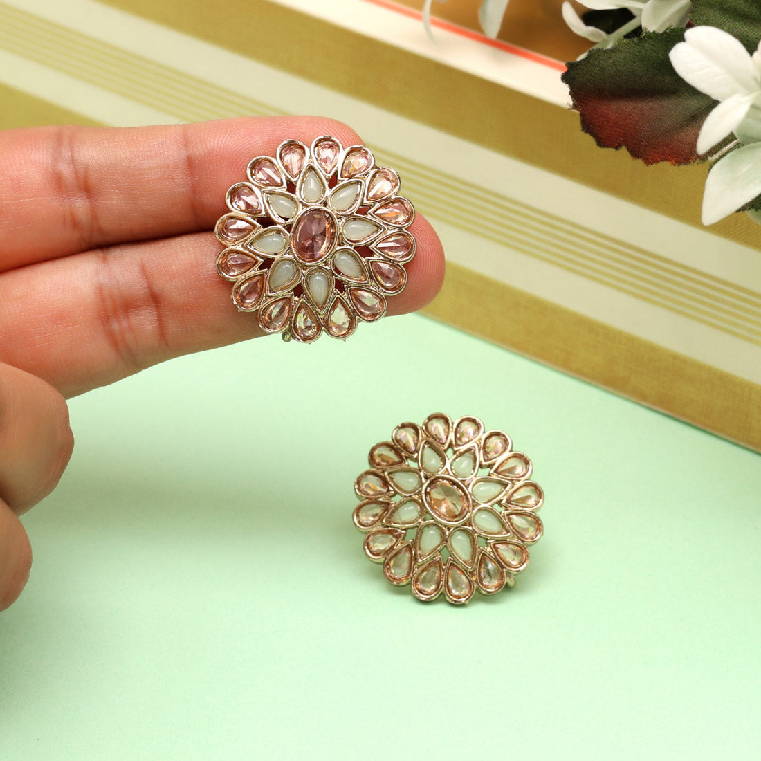 Cool Pista Green Color Tops Stud Earrings
