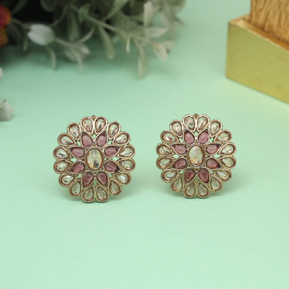 Deep Purple Color Tops Stud Earrings