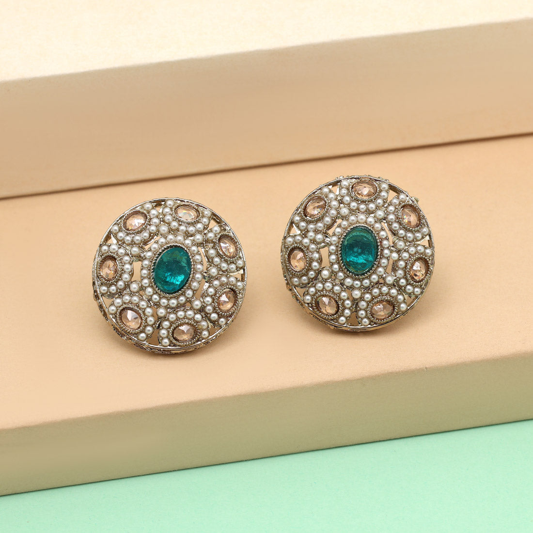 Bright Firozi Color Tops Stud Earrings