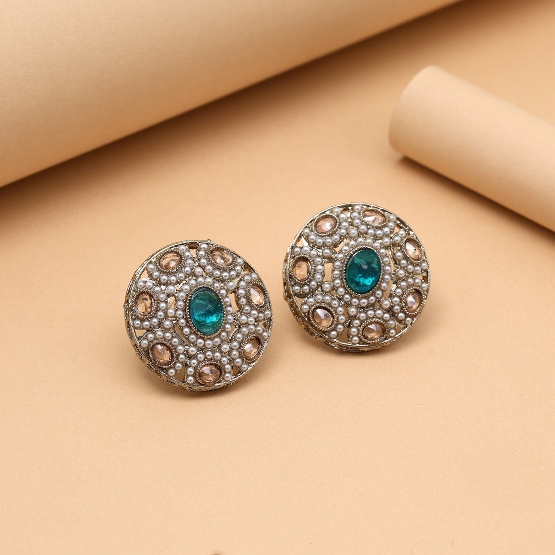 Bright Firozi Color Tops Stud Earrings