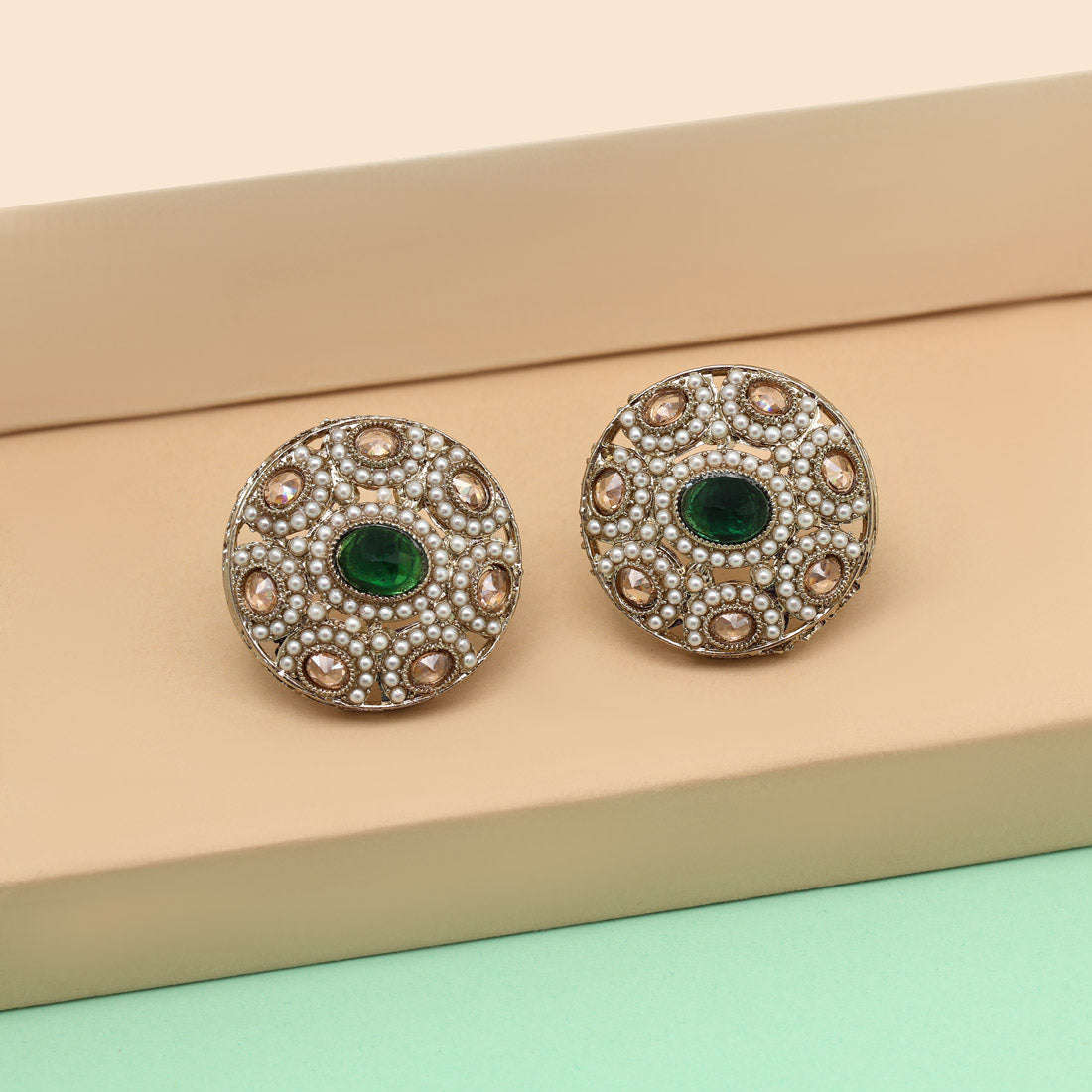 Leaf Green Color Tops Stud Earrings
