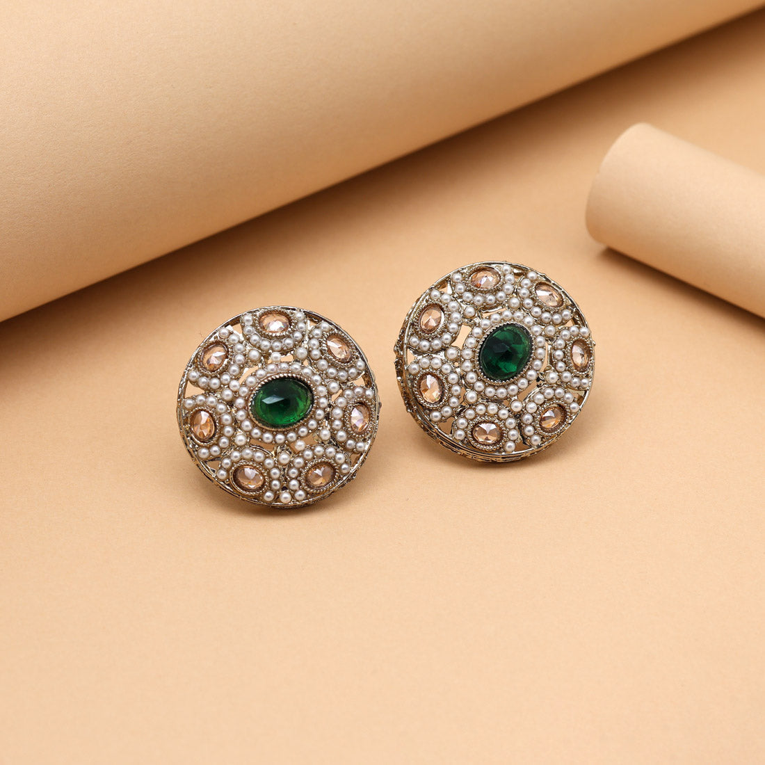 Leaf Green Color Tops Stud Earrings