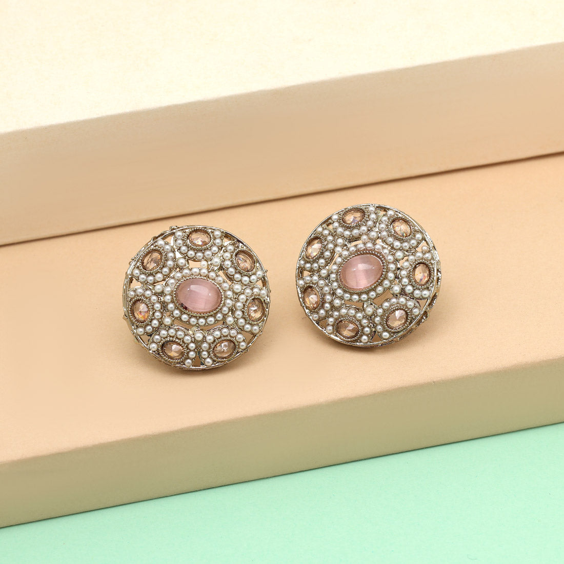 Blush Pink Color Tops Stud Earrings