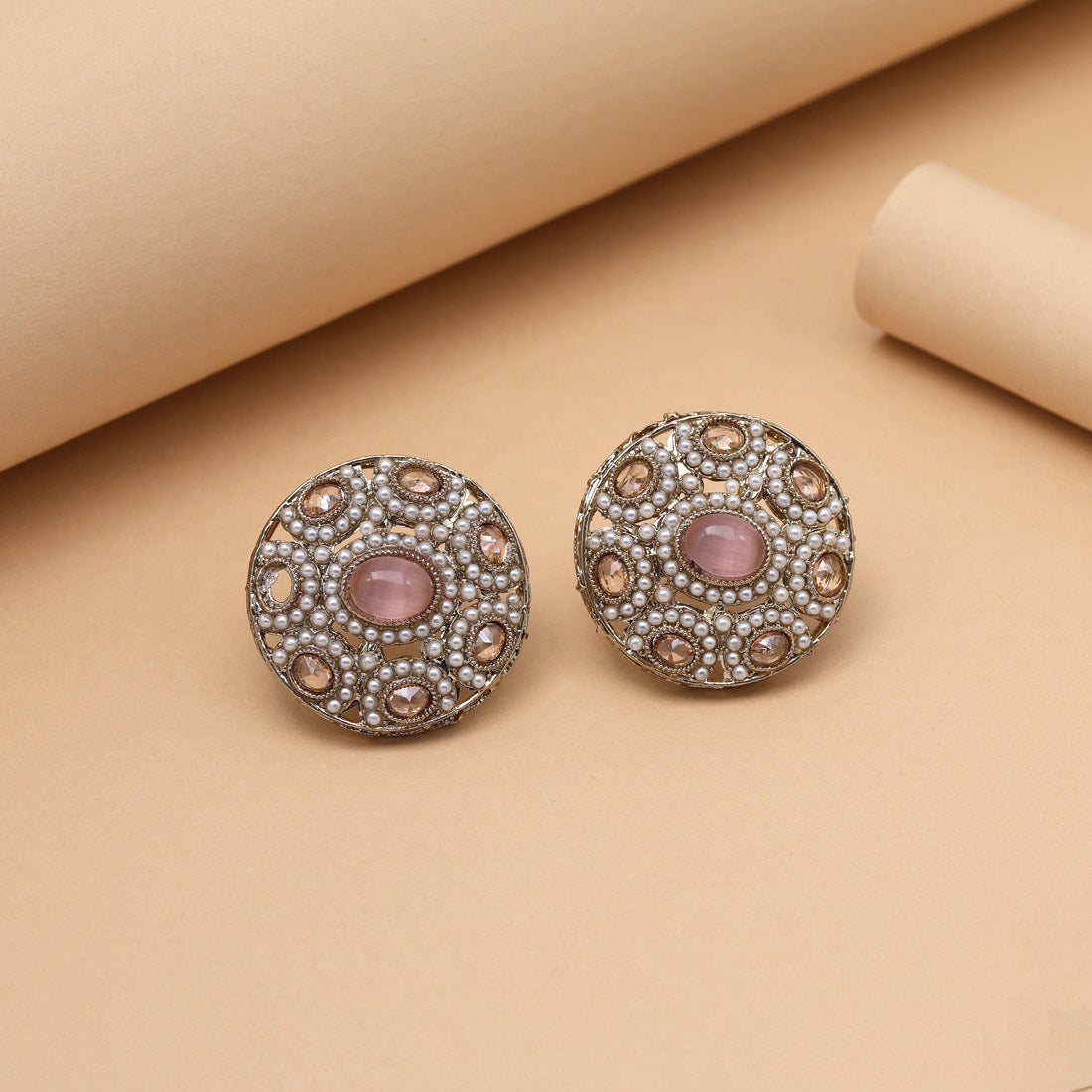 Blush Pink Color Tops Stud Earrings