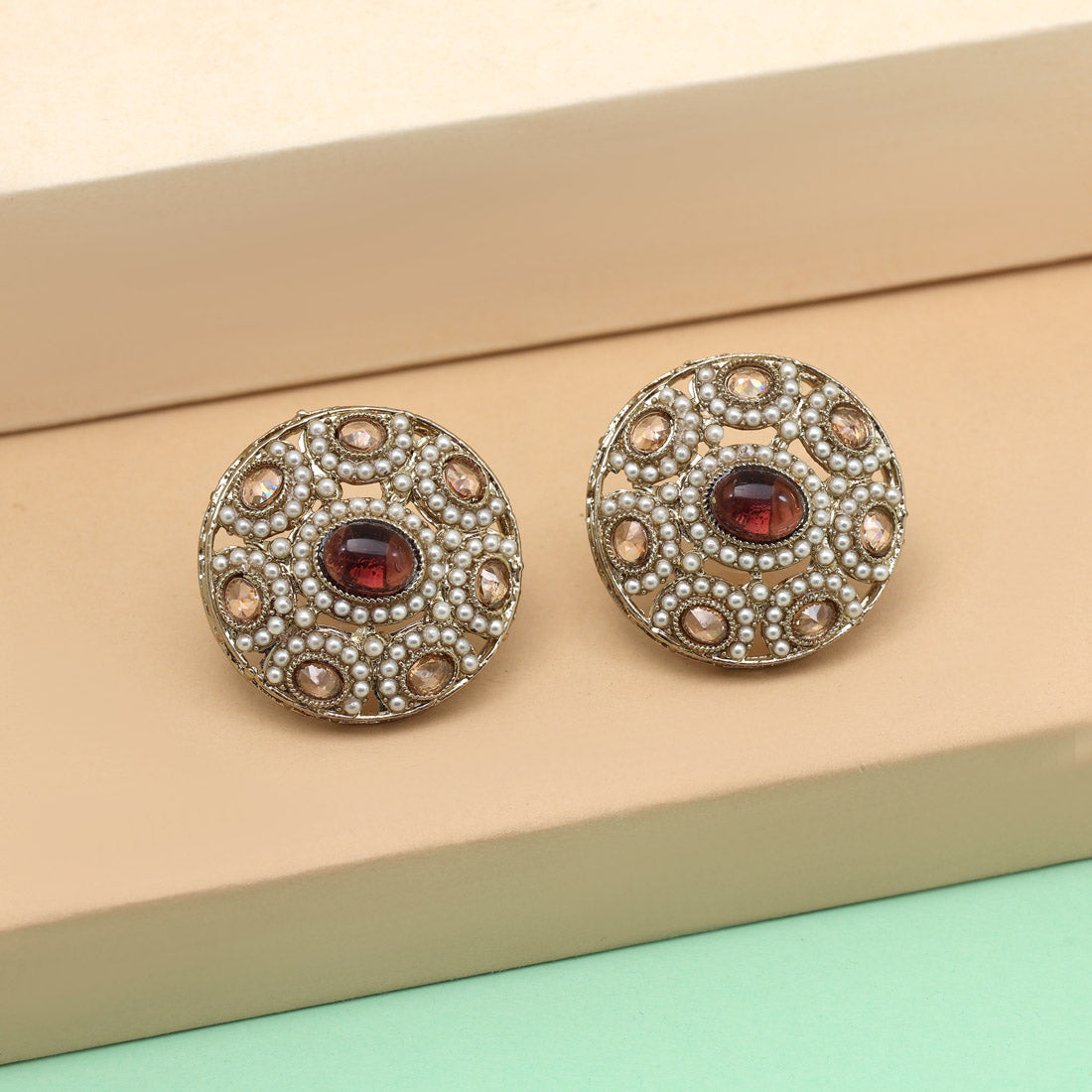 Plum Purple Color Tops Stud Earrings