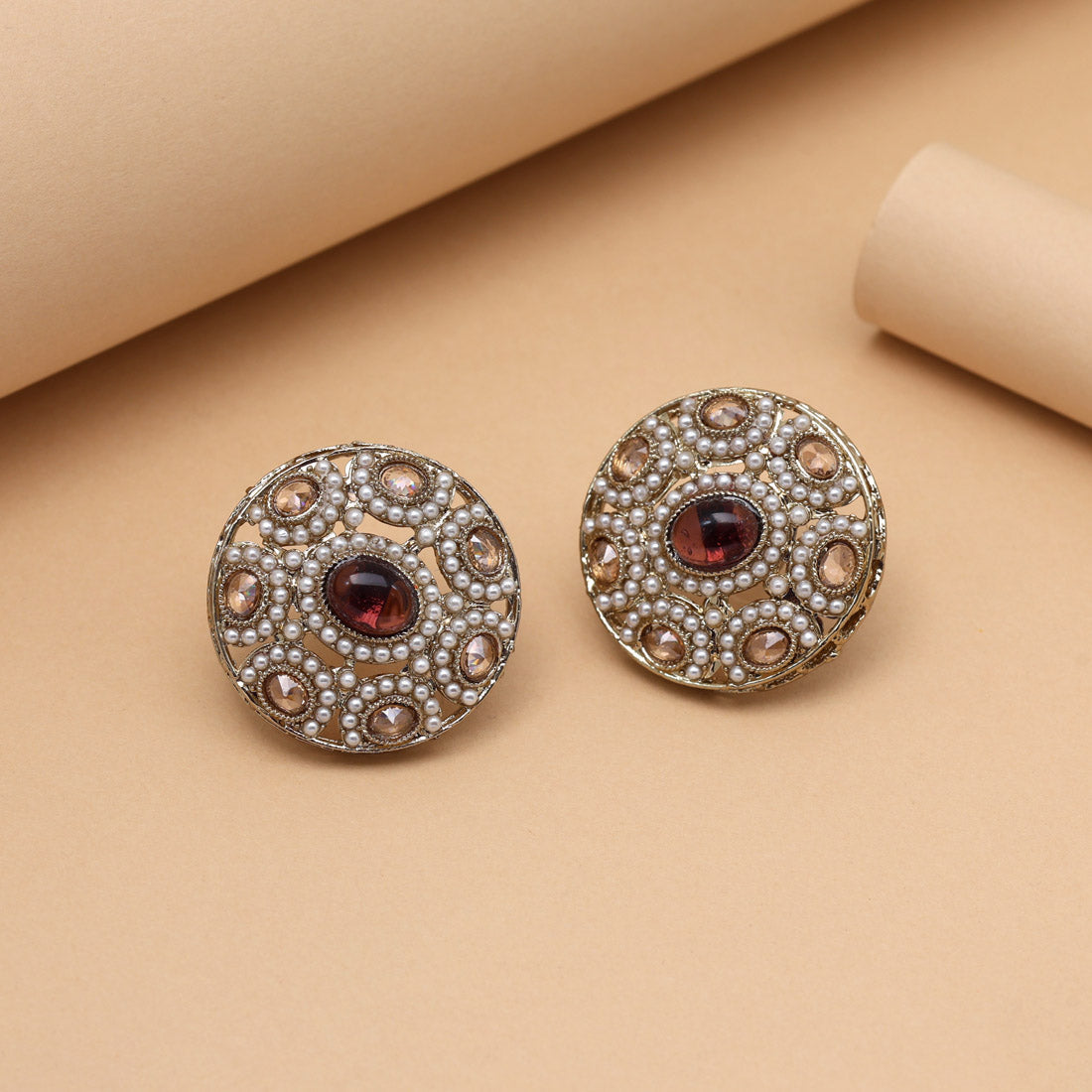 Plum Purple Color Tops Stud Earrings