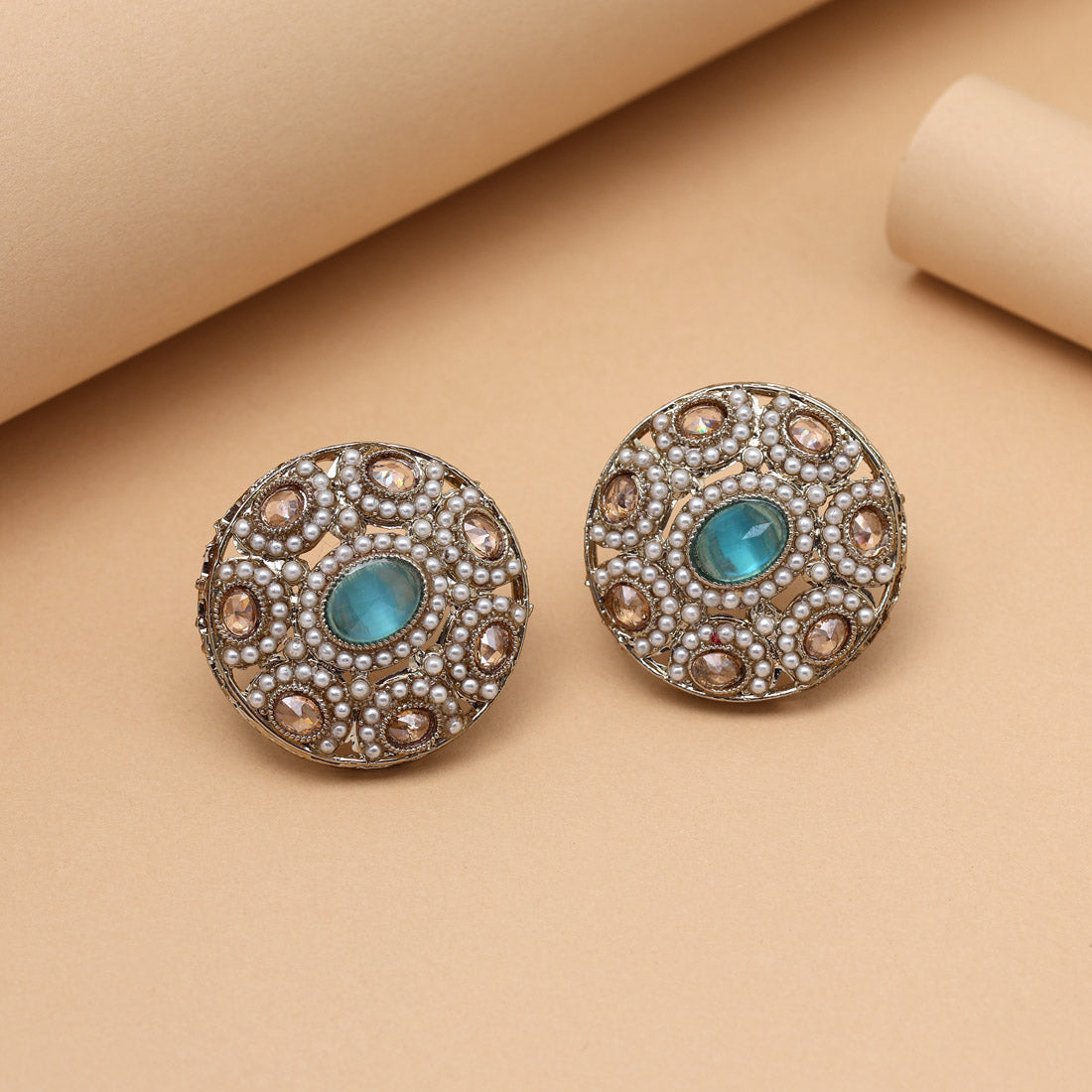 Dreamy Sky Blue Color Tops Stud Earrings