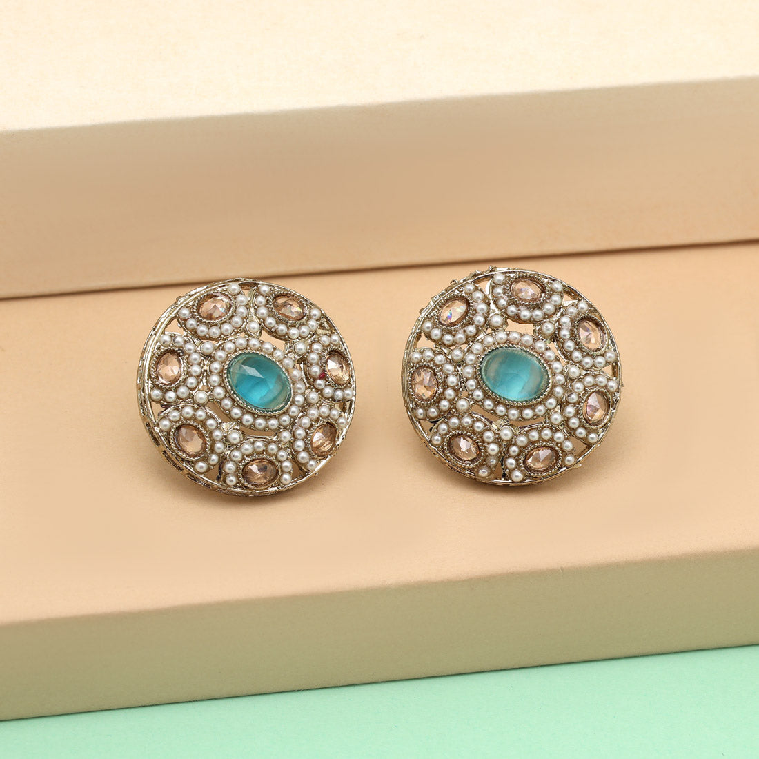 Dreamy Sky Blue Color Tops Stud Earrings