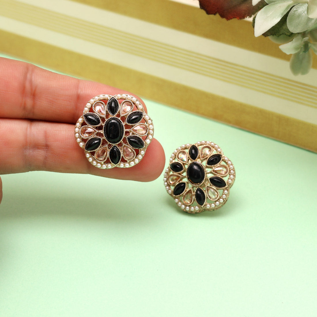 Zesty Pista Green Color Tops Stud Earrings