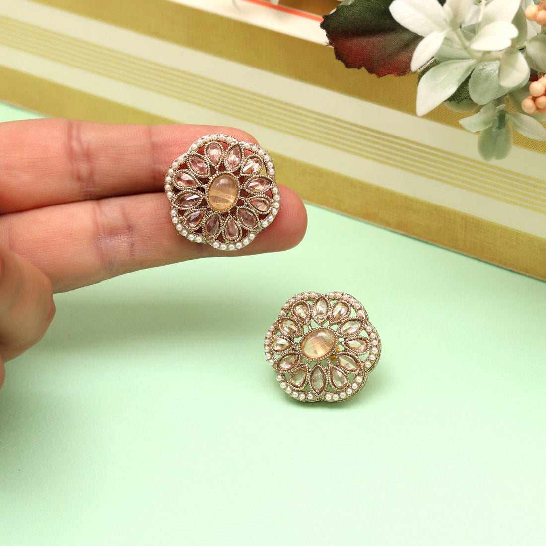 Zesty Pista Green Color Tops Stud Earrings