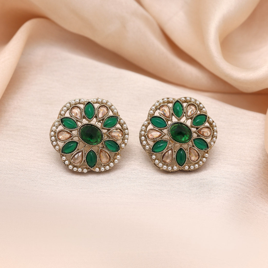 Zesty Pista Green Color Tops Stud Earrings
