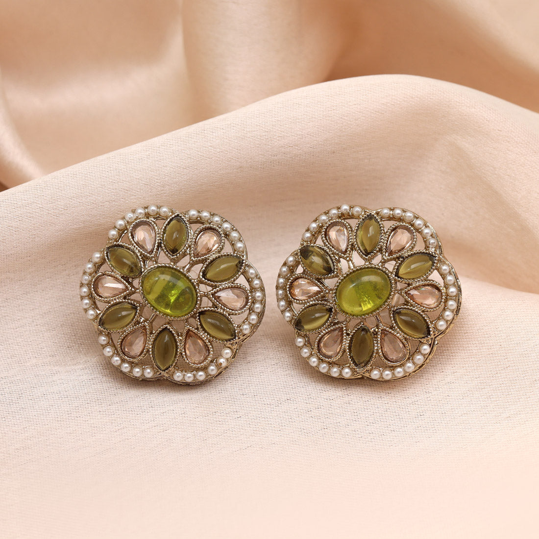 Zesty Pista Green Color Tops Stud Earrings