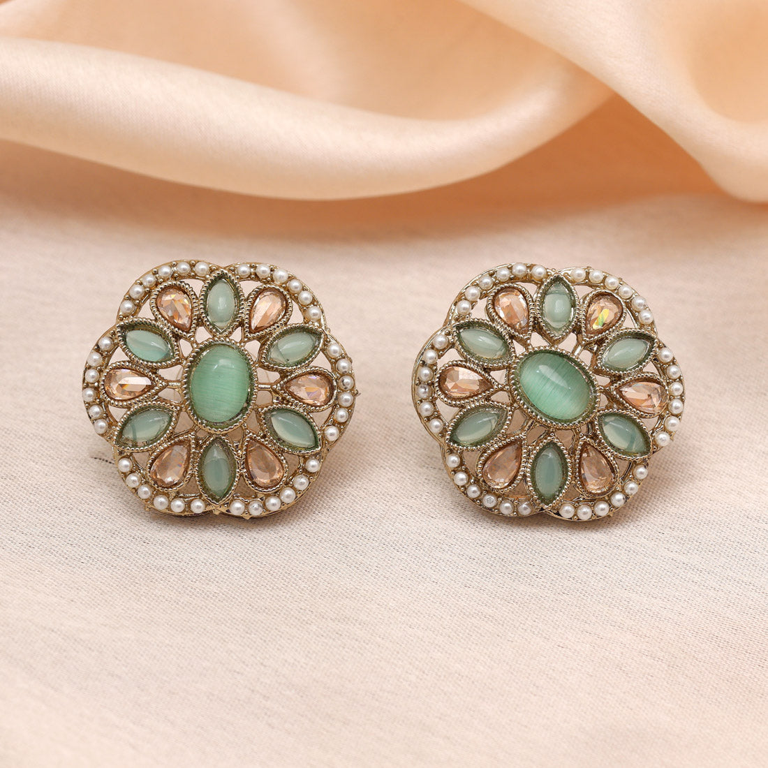 Zesty Pista Green Color Tops Stud Earrings
