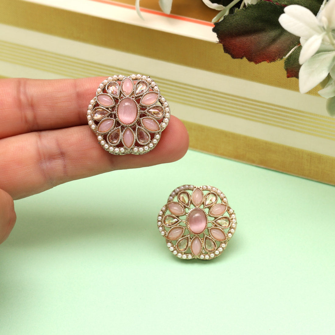 Zesty Pista Green Color Tops Stud Earrings
