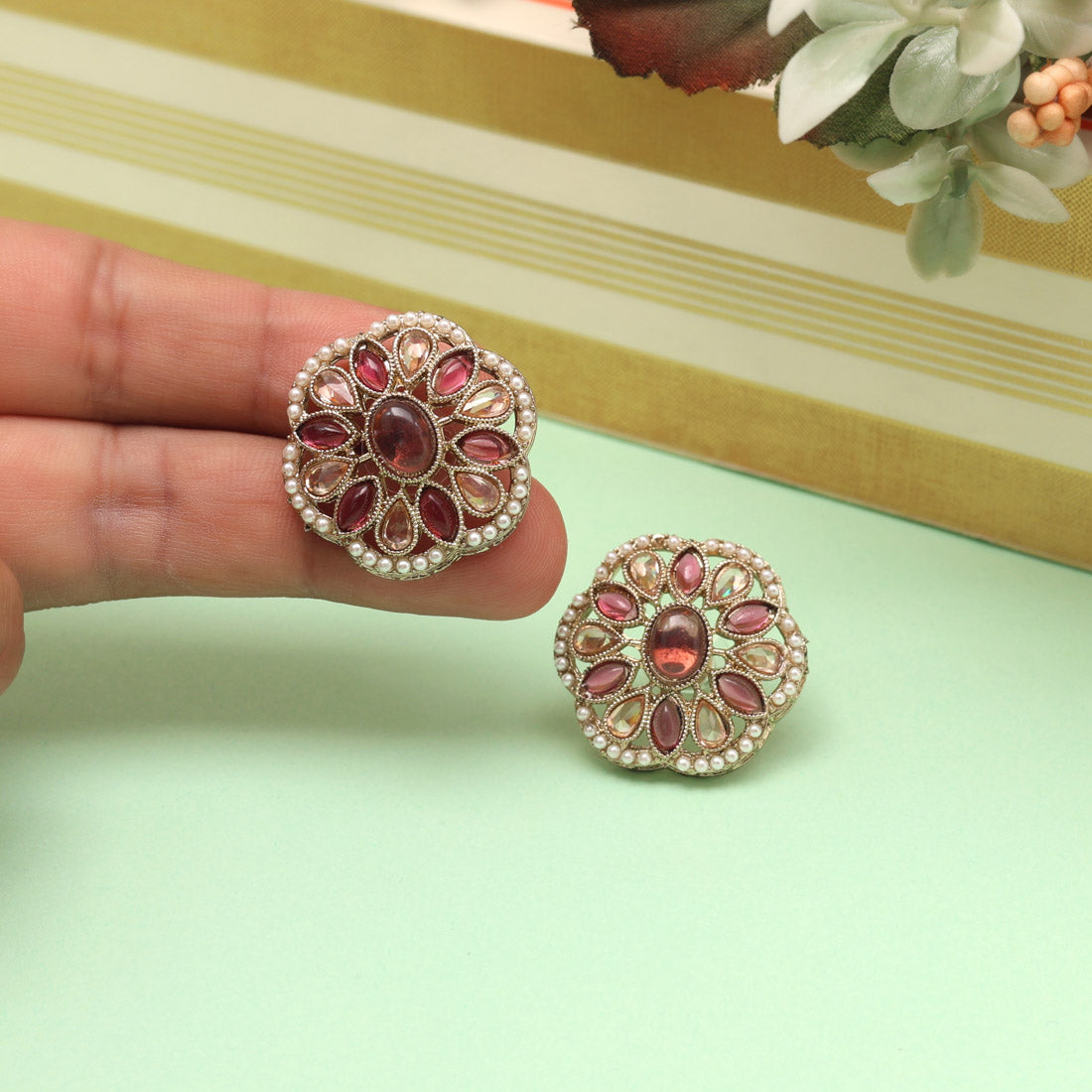 Zesty Pista Green Color Tops Stud Earrings