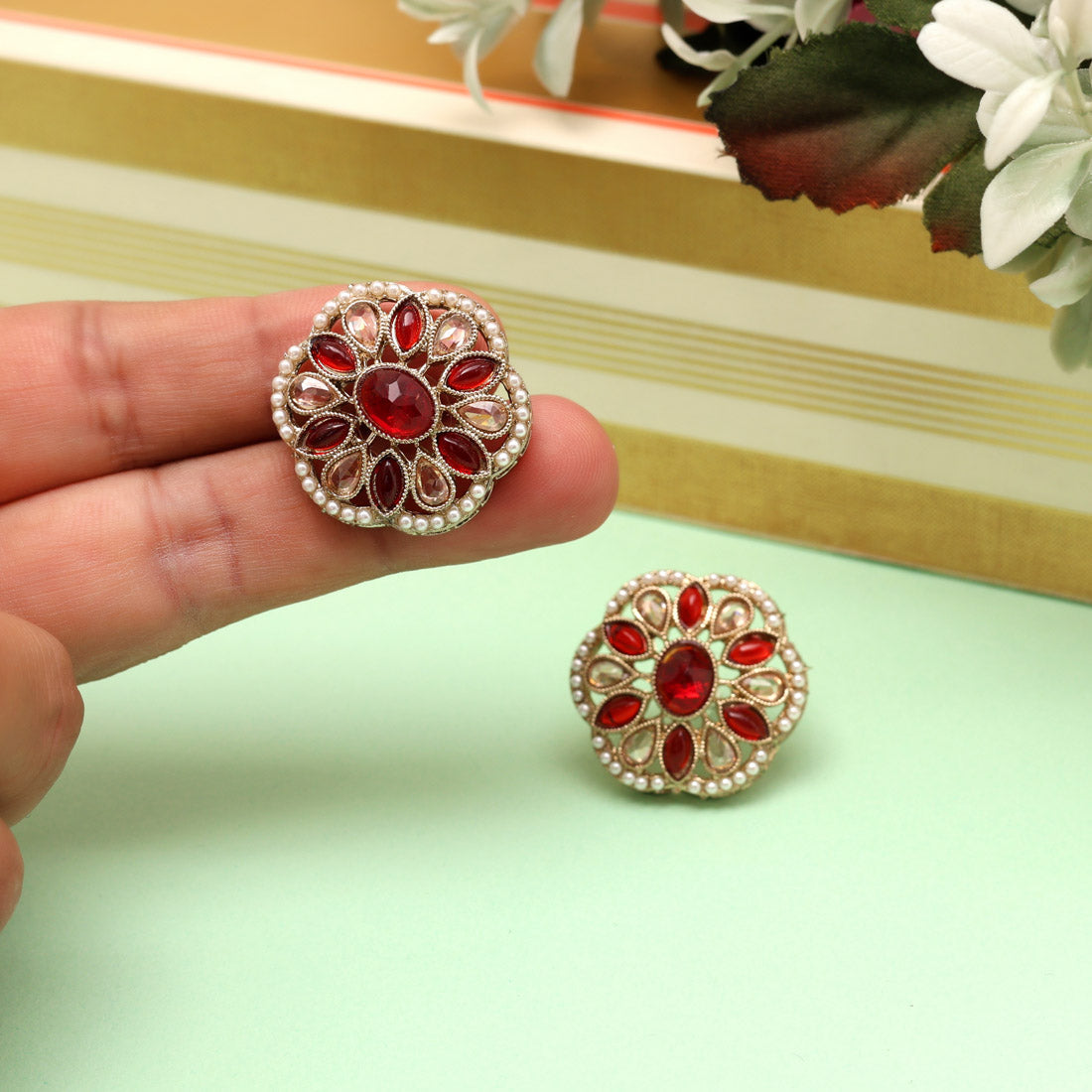 Zesty Pista Green Color Tops Stud Earrings