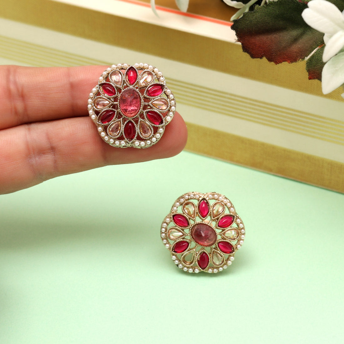 Zesty Pista Green Color Tops Stud Earrings